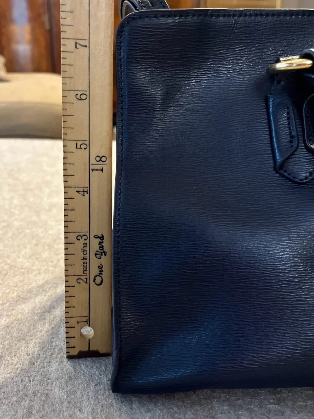 Lauren Ralph Lauren Navy Blue Satchel Shoulder Bag Gold Tone RLL